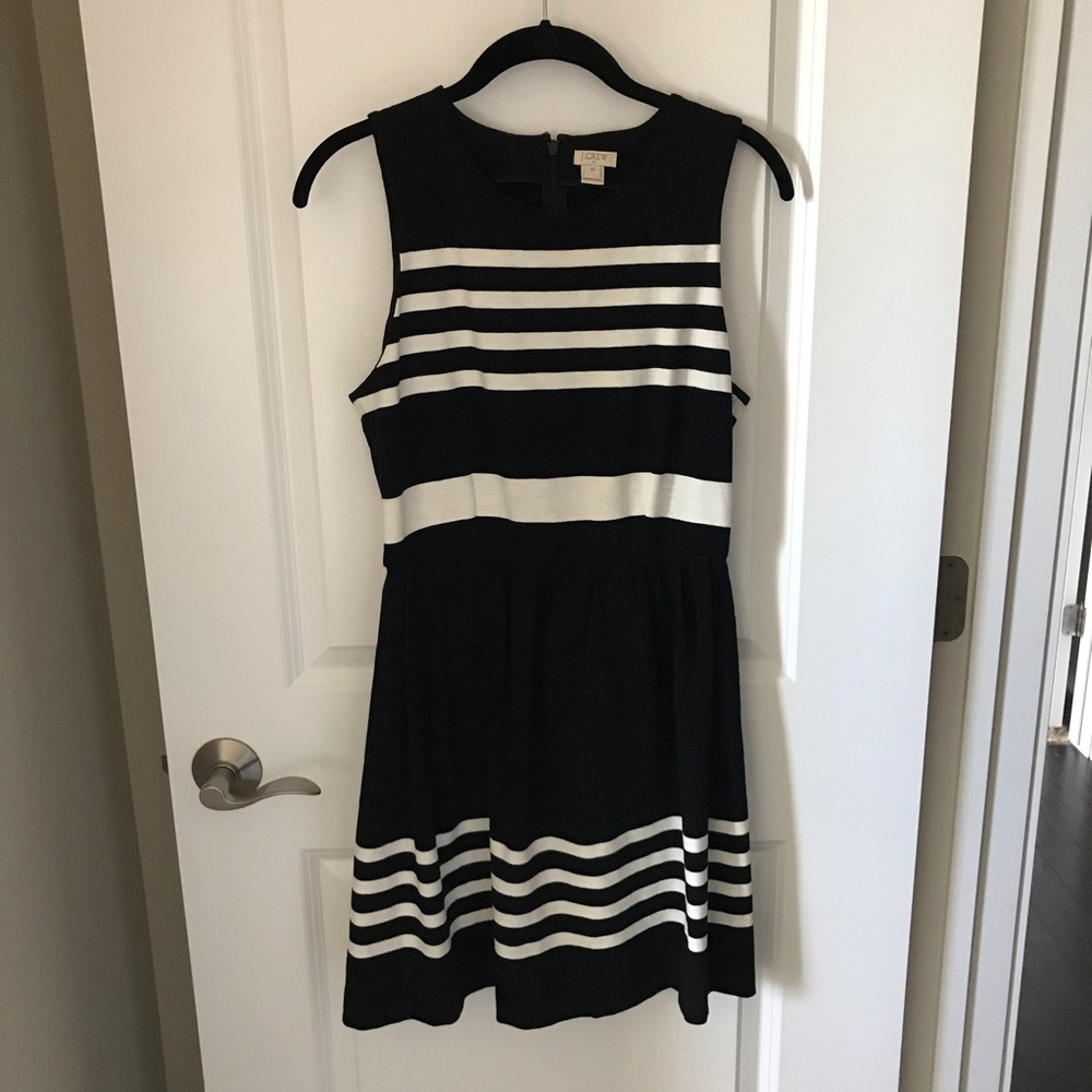 J Crew Black and white stripe dress